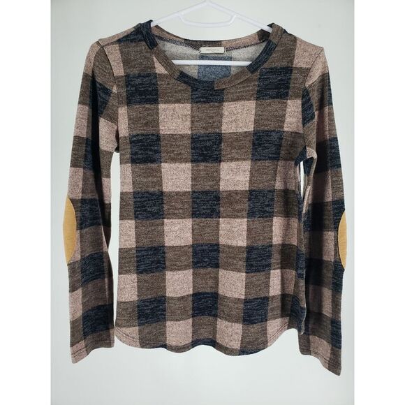 12 Pm By Mon Ami Sweaters - 12PM by Mon Ami Size Small Check Pattern Rayon Cardigan Elbow Patch